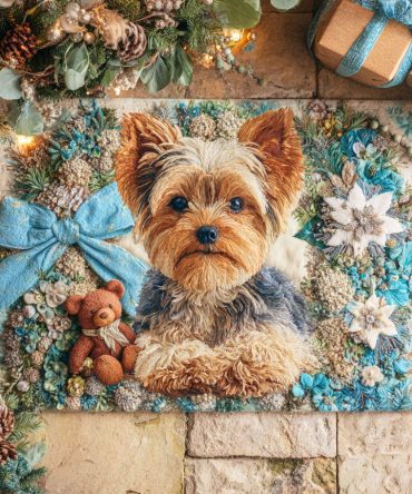Winter Yorkie Holiday Doormat – Adorable Snowy Yorkie Design Outdoor Coir Welcome Mat, Heavy-Duty, Non-Slip For Festive Front Steps