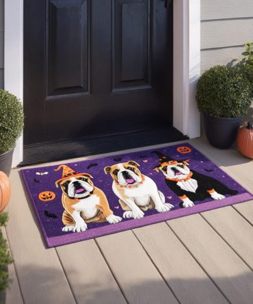 Playful Witch Pup Halloween Doormat — Cute Black Dog Welcome Mat, Outdoor/Indoor Non-Slip, Weatherproof, Trick-Or-Treat Porch Accent
