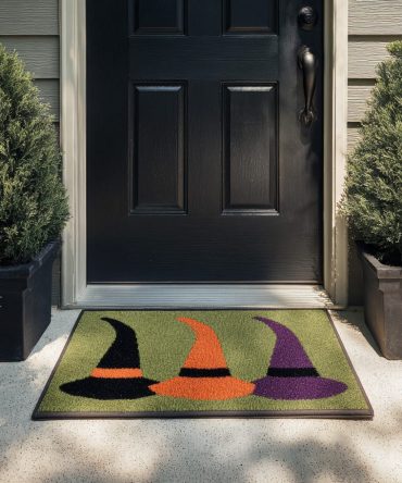 Witching Hour Haunted Doormat — Vintage Witch Silhouette Mat, Weatherproof Outdoor/Indoor, Non-Slip Backing, Perfect Halloween Porch Decor