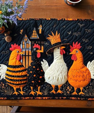 Witchy Chickens Quilted Placemat - Spellbinding Farm Table Mat, Durable Heat-Resistant Padding & Easy-Care Seasonal Accent