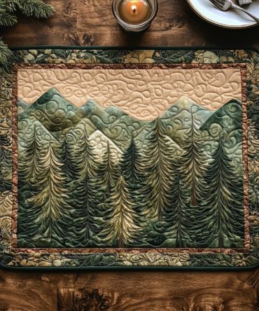 Woodland Serenity Quilted Placemat — Natural Forest Table Accent, Quilted Dining Mat for Cozy Cabin & Rustic Home Decor