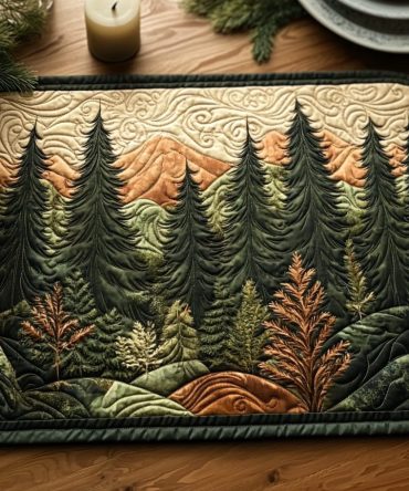 Woodland Wanderlust Quilted Placemat — Rustic Forest Animals & Foliage Table Accent For Cabin, Lodge & Nature-Inspired Dining