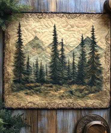 Woodland Whisper Quilted Placemat — Serene Forest Table Mat, Soft Quilted Dining Protector, Machine Washable For Cozy Cottage & Nature-Themed Tables
