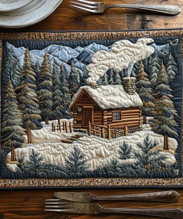 Woodland Whispers Quilted Placemat — Forest-Inspired Leaves & Critters, Soft Cotton Blend, Machine Washable Table Accent For Cabin Decor