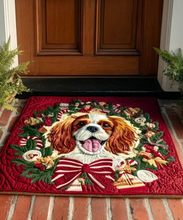 Regal Wreath Door Welcome Mat - Elegant King'S Wreath Outdoor Entrance Rug, Durable Non-Slip Porch Mat For Seasonal Decor