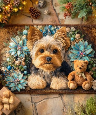Yorkie Joy Pet Welcome Mat — Small Dog Lover Door Rug, Cute Yorkshire Terrier Entry Mat, Durable Non-Slip Indoor/Outdoor Doormat