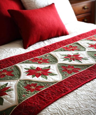 Yuletide Star Quilted Bed Runner — Starlit Christmas Bed Scarf For Festive Bedroom Styling, Quilted Accent, Durable & Machine-Washable