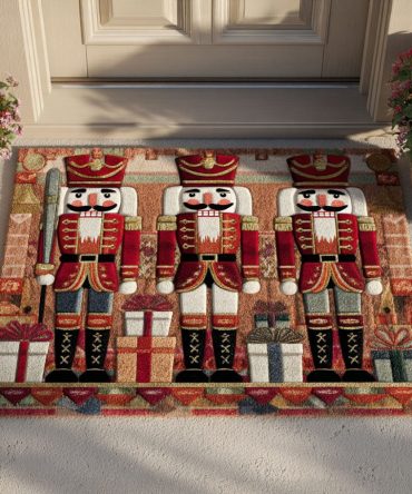 Yuletide Watch Holiday Doormat - Festive Coir Welcome Mat With Classic Seasonal Artwork, Weatherproof Front Door Rug For Christmas Cheer