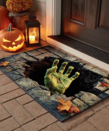 Spooky Zombie Hand Welcome Mat — Heavy-Duty Coir Entrance Rug For Halloween Porch, Indoor/Outdoor Non-Slip Welcome Mat To Impress Guests