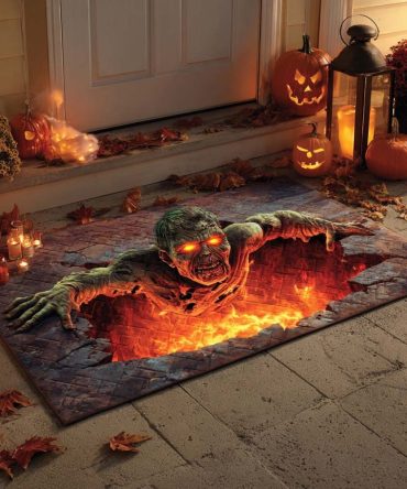 Zombie Rise Haunted Welcome Mat — Creepy Halloween Door Mat, Heavy-Duty Outdoor/Indoor, Non-Slip, Durable Seasonal Porch Accent