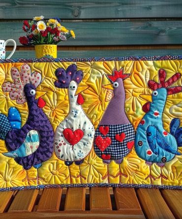 Cheerful Rooster Farmhouse Quilted Placemat — Colorful Chicken Table Mat with Heat-Resistant Padding, Ideal for Country Kitchens & Gifts