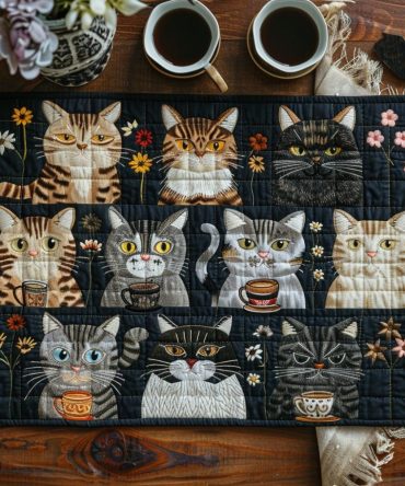 Cats Galore Quilted Placemat — Charming Cat Pattern Table Mat, 12X18 Cotton Quilted Accent For Cat Lovers & Cozy Home Dining