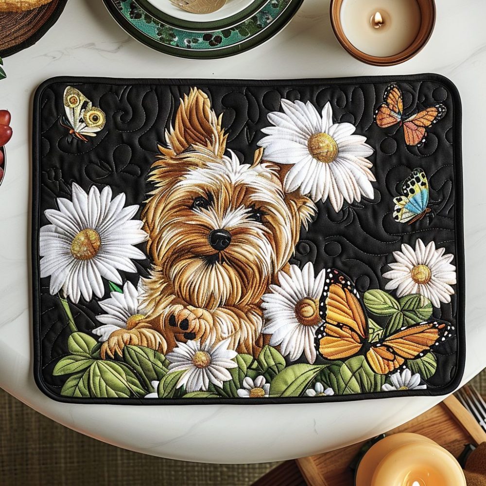 Handcrafted Yorkshire Charm Quilted Placemat — Cottage Table Decor, Durable Cotton-Blend, Machine-Washable & Heat-Resistant for Cozy Dining