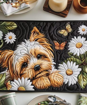 Yorkshire Heart Quilted Placemat — Charming Heart & Floral Design, Quilted Cotton Table Protector for Farmhouse Dining