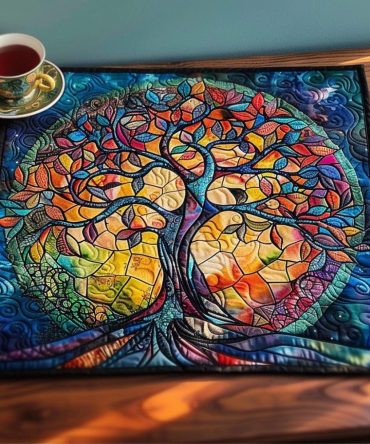Enchanted Forest Quilted Placemat — Magical Tree & Woodland Table Mat, Reversible, Padded & Machine-Washable for Rustic Decor