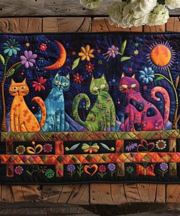 Feline Fancy Quilted Placemat — Playful Cat-Themed Dining Mat, Padded Table Protector, Machine Washable For Pet Lovers And Stylish Kitchens