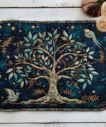 Celtic Tree Of Life Quilted Dining Placemat - Intricate Knotwork Design, Heritage-Inspired Cotton-Blend, Durable & Machine Washable