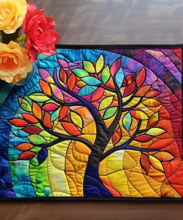 Irish Woodland Quilted Placemat — Nature-Inspired Table Accent with Rustic Tree Art, Durable Cotton-Blend, Machine-Washable for Everyday Use