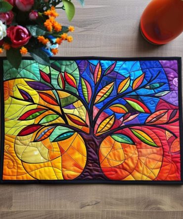 Rustic Autumn Arbor Quilted Placemat For Fall Tables — Durable Heat-Resistant Dining Mat, Machine-Washable Seasonal Table Decor