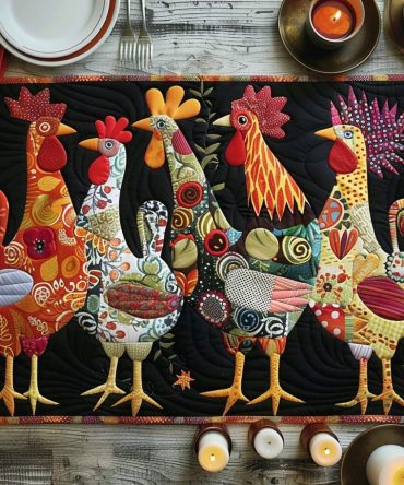 Charming Chicks Night Quilted Placemat — Whimsical Farmhouse Table Mat, Padded Dining Protector, Machine-Washable Seasonal Kitchen Accent