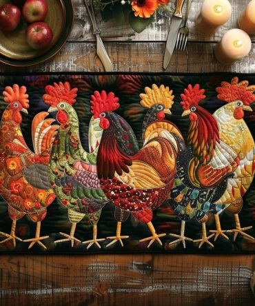 Rustic Roost Night Quilted Placemat — Country Bird Silhouette Table Accent For Farmhouse Dining & Cozy Evenings By The Hearth
