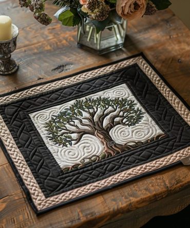 Classic Celtic Oak Quilted Placemat — Timeless Heritage Table Mat, Sturdy Quilted Dining Protector, Easy-Care Rustic Home Accent