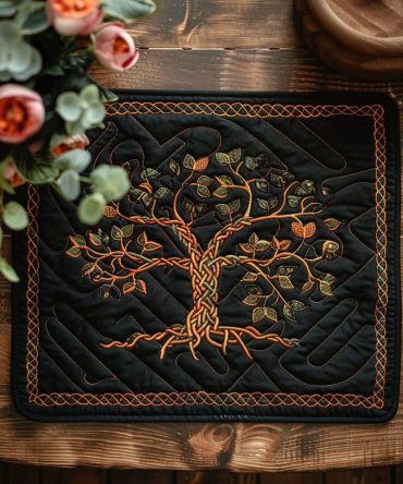 Ancient Grove Quilted Placemat — Vintage-Inspired Forest Table Mat, Durable Quilted Dining Protector, Machine Washable Cozy Table Accent