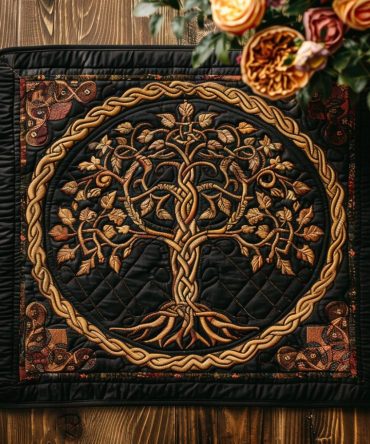 Celtic Knotwork Quilted Placemat — Vintage Gaelic Table Mat, Reversible & Padded for Elegant Dining, Machine-Washable Fabric