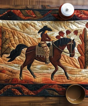 Artistic Running Horse Quilted Placemat — Modern Abstract Equine Print, Premium Quilted Cotton Table Mat for Contemporary Dining Rooms