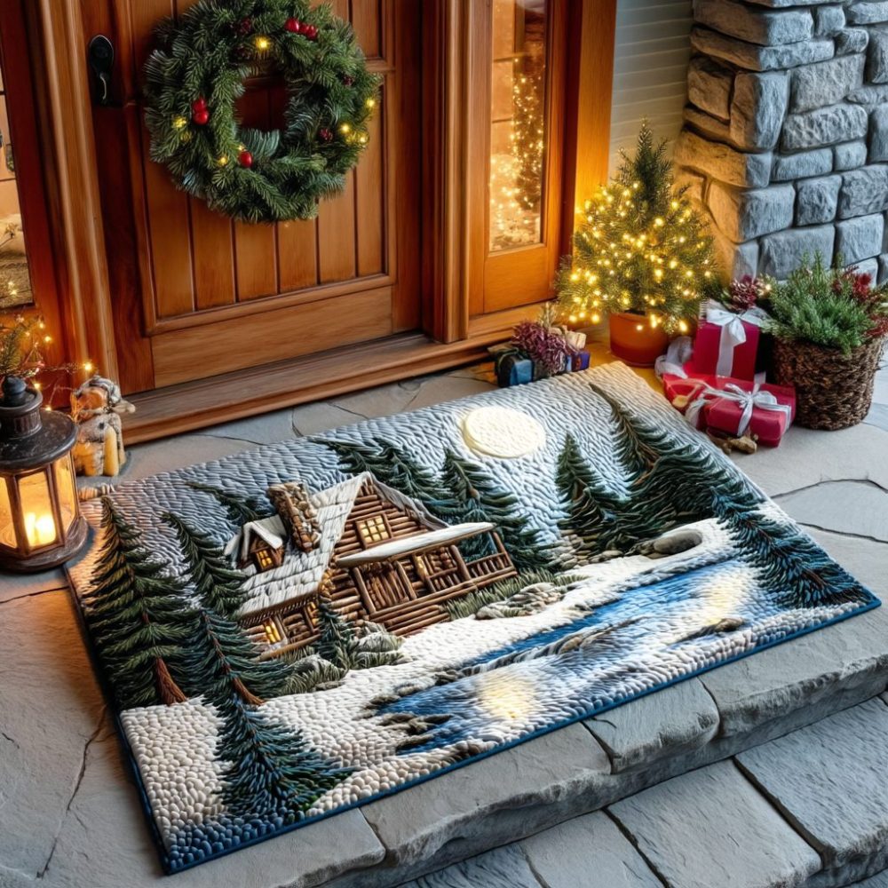 Rustic Woodland Welcome Mat - Heavy-Duty Coir Doormat With Non-Slip Backing & Tranquil Forest Print For Indoor/Outdoor Entryway