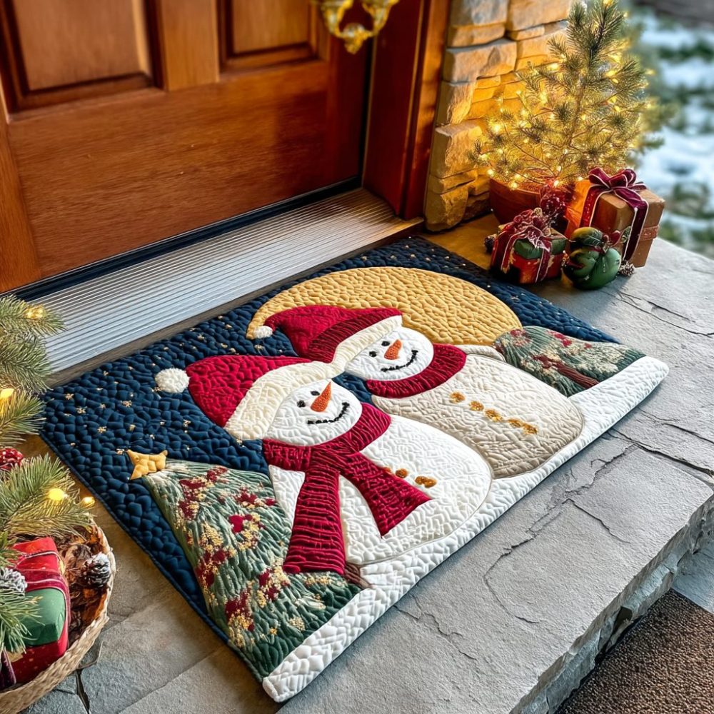 Cozy Snow Friend Holiday Doormat — Cheerful Snowman Welcome Mat For Winter & Christmas, Durable Weather-Resistant Entry Rug With Non-Slip Backing