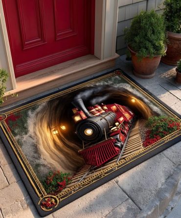 Holiday Tunnel Ride Doormat — Festive Holiday Welcome Mat With High-Contrast Print, Durable Indoor/Outdoor Rug, Non-Slip & Easy-Clean Surface