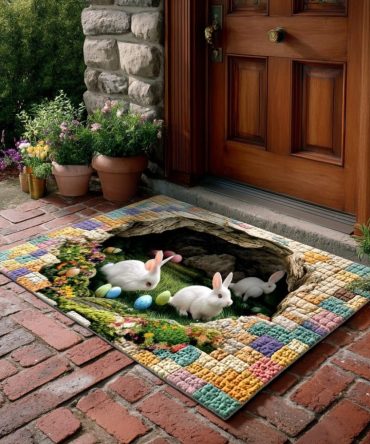 Spring Meadow Easter Welcome Doormat — Durable Decorative Outdoor/Indoor Entrance Mat, Non-Slip, Weather-Resistant & Fade-Resistant