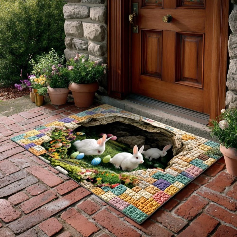 Spring Meadow Easter Welcome Doormat — Durable Decorative Outdoor/Indoor Entrance Mat, Non-Slip, Weather-Resistant & Fade-Resistant