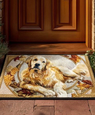 Golden Retriever Welcome Mat — Realistic Dog Portrait Doormat For Pet Lover Entrances, Durable, Non-Slip, Easy-Clean Front Rug