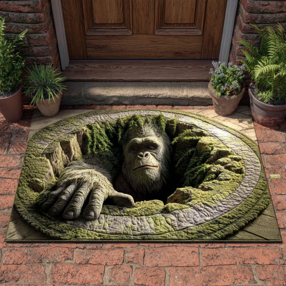 Bigfoot Trail Welcome Mat — Rustic Sasquatch Door Mat For Cabin Or Home, Durable Indoor/Outdoor, Non-Slip Rubber Backing, Adventure Gift