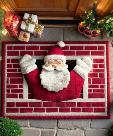Santa Night Festive Doormat — Starlit Santa Welcome Rug For Holiday Entryways, Durable Weather-Resistant Non-Slip Mat, Cheerful Seasonal Porch Accent