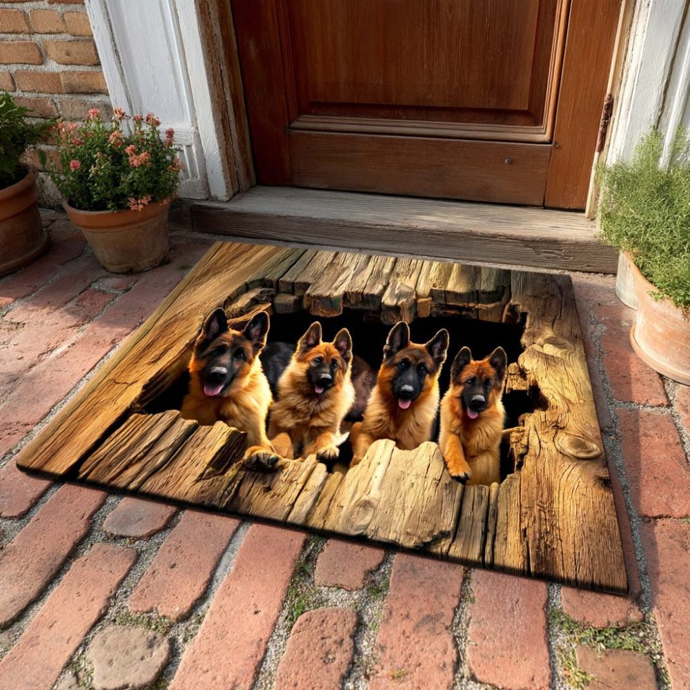 German Shepherd Welcome Mat — Realistic Dog Doormat For Pet Lovers, Durable Outdoor/Indoor Rug With Non-Slip Backing And Easy-Clean Surface