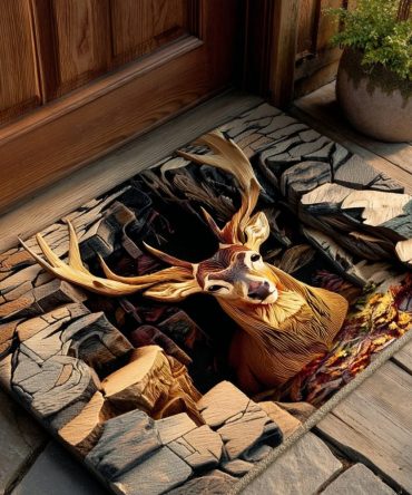 Rustic Deer Welcome Rug — Farmhouse Outdoor/Indoor Doormat With Durable Weather-Resistant Surface, Non-Slip Backing For Entryway Appeal