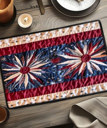 Patriotic Quilted Placemat — Classic American Accent for Dining Tables, Quilted Table Mat for Holiday Feasts & Everyday Patriot Decor