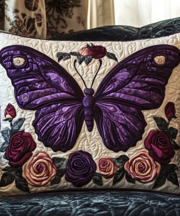 Butterfly Dreams Quilted Decorative Pillow Cover - Feminine Floral Accent Sham For Bedroom, Lightweight Soft Touch, Machine Washable