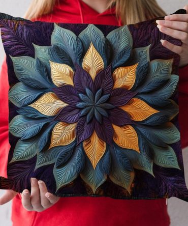 Majestic Sunflower Quilted Decorative Pillow Cover — Oversized Floral Accent For Brightening Sofas & Beds, Durable Cotton Blend