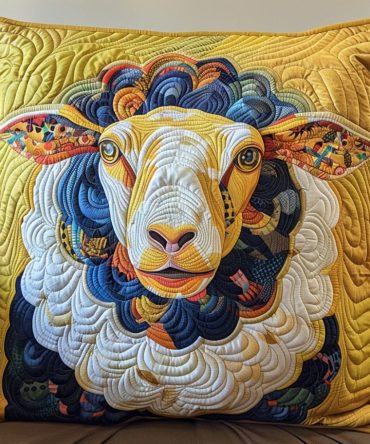 Cozy Snug Sheep Quilted Pillow Cover — Adorable Lamb Motif Decorative Throw Cushion For Nursery, Cabin & Farmhouse Charm