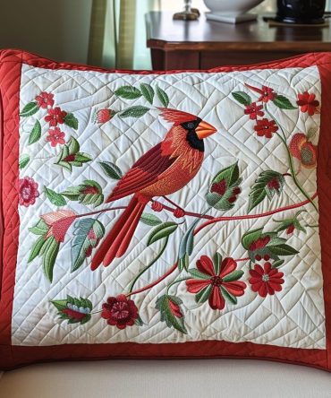 Crimson Call Quilted Decorative Pillow Cover — Premium Red Accent Case For Sofas & Beds , Plush Quilting, Hidden Zipper, Easy Care