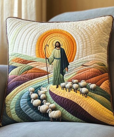 Faithful Journey Quilted Pillow Cover — Inspirational Neutral Throw Accent With Subtle Stitching, Cotton-Blend Fabric, Hidden Zip, Easy Care