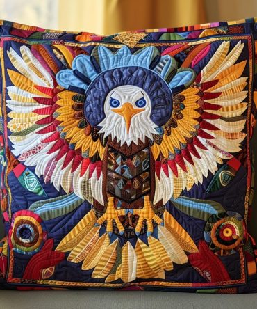 Majestic Wings Quilted Pillow Cover — Bold Feathered Accent Throw Pillowcase, Soft Durable Cotton For Statement Living Rooms
