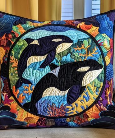 Blue Depths Quilted Pillow Cover - Rich Indigo Oceanic Decorative Throw Pillowcase For Modern Coastal Décor, Soft Quilted Finish