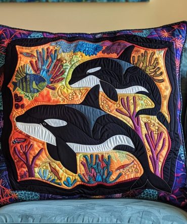 Underwater Utopia Quilted Cushion Cover - Sea Creature Print Decorative Pillowcase For Kids & Adults, Playful Coastal Accent, Machine Washable