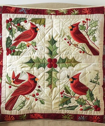 Cardinal Aura Quilted Decorative Pillowcase — Sophisticated Red Accent Cover For Sofa & Bed , Soft Texture, Hidden Zipper, Durable