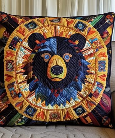Plush Bear Quilted Decorative Pillow Cover — Soft Cotton-Blend Throw Pillow Case For Nursery, Bed & Sofa, Gift-Ready Accent